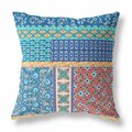 Palacedesigns 26 in. Blue & Orange Patch Indoor & Outdoor Zippered Throw Pillow PA3109289